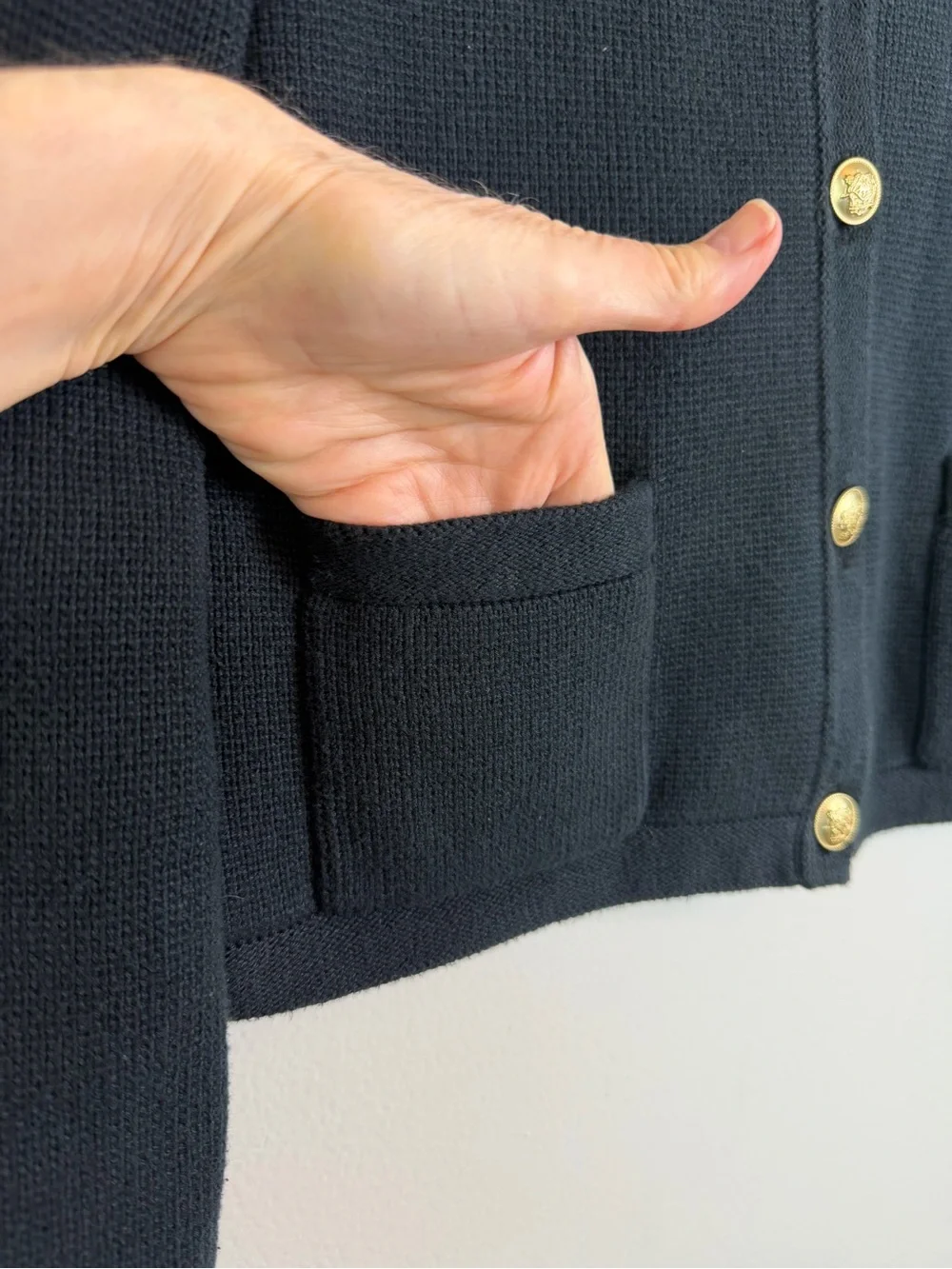 J. Crew Emilie Sweater Lady Jacket in Black Cotton Knit Size M